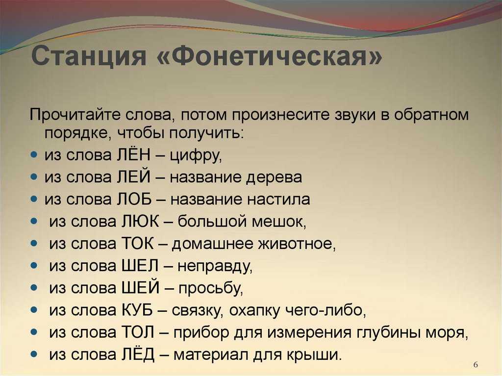 Произнести звуки в обратном порядке куб