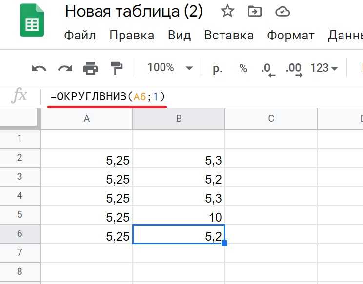 Google sheets: как округлить числа?