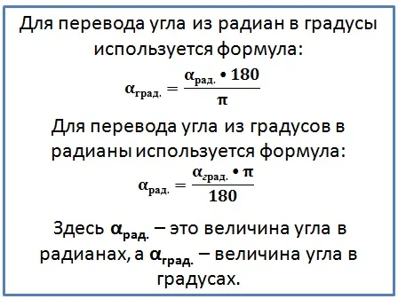 Как перевести радианы в градусы формула. функции excel для перевода из радианы в градусы и обратно